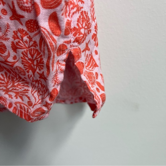 Sigrid Olsen Top Linen 1X Orange Shells Fish Tropical Beach Lagenlook Coastal - Picture 5 of 9